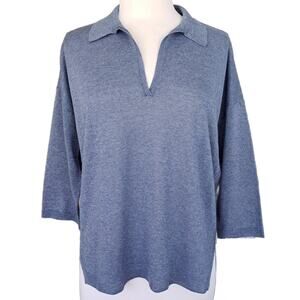 Gerard Darel Polo Knit Pullover Size Small (1) Blue Metallic Sweater Top